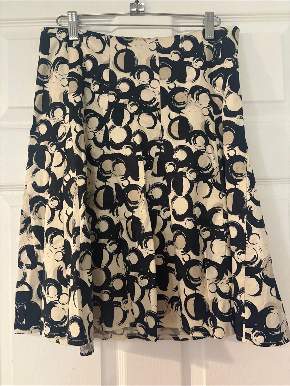 The Limited 2 Black & Cream Circle-Print A-Line Skirt